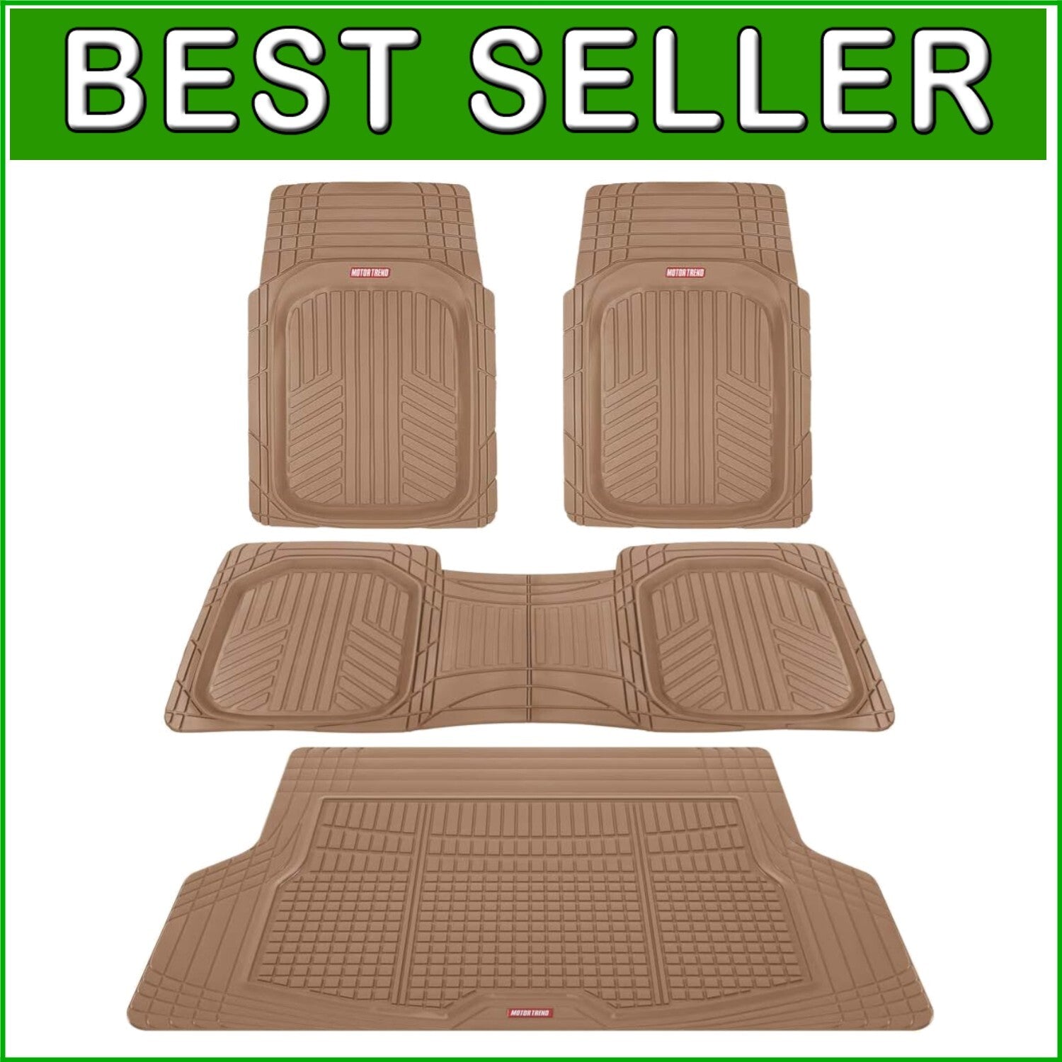 Deep-Dish Beige Car Floor Mats & Cargo Liner Set - Waterproof Protection for SUV