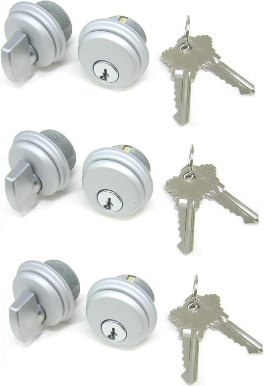 Adams Rite Style 3-Set Mortise Lock Cylinder & Thumbturn for Storefront Security