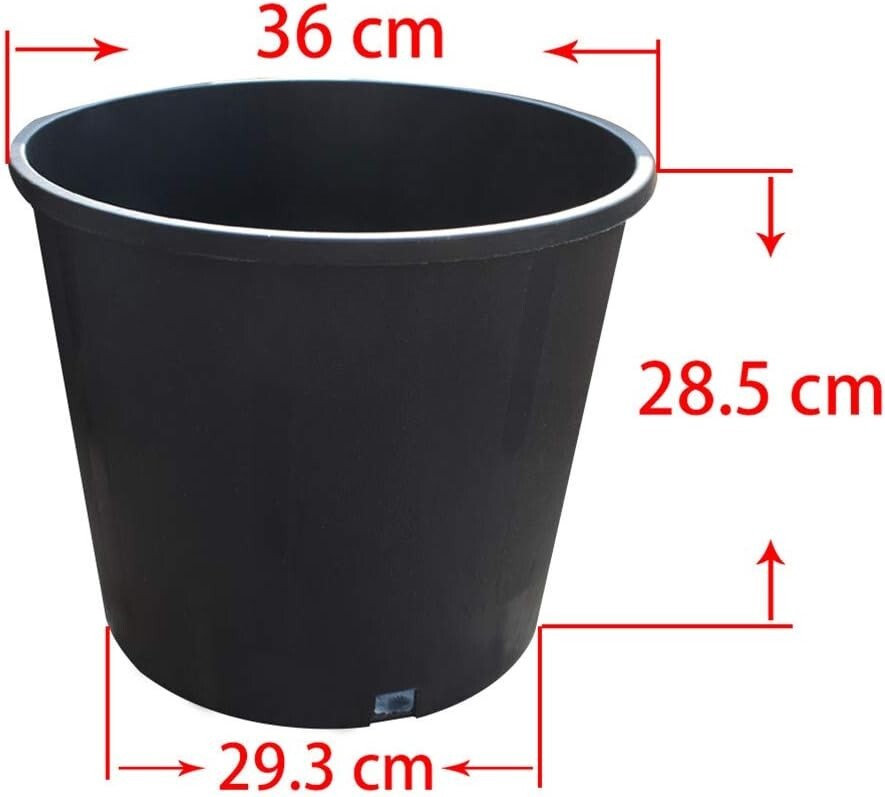 Lightweight 7 Gallon Black Nursery Pot with Drainage Holes for Soil Growth