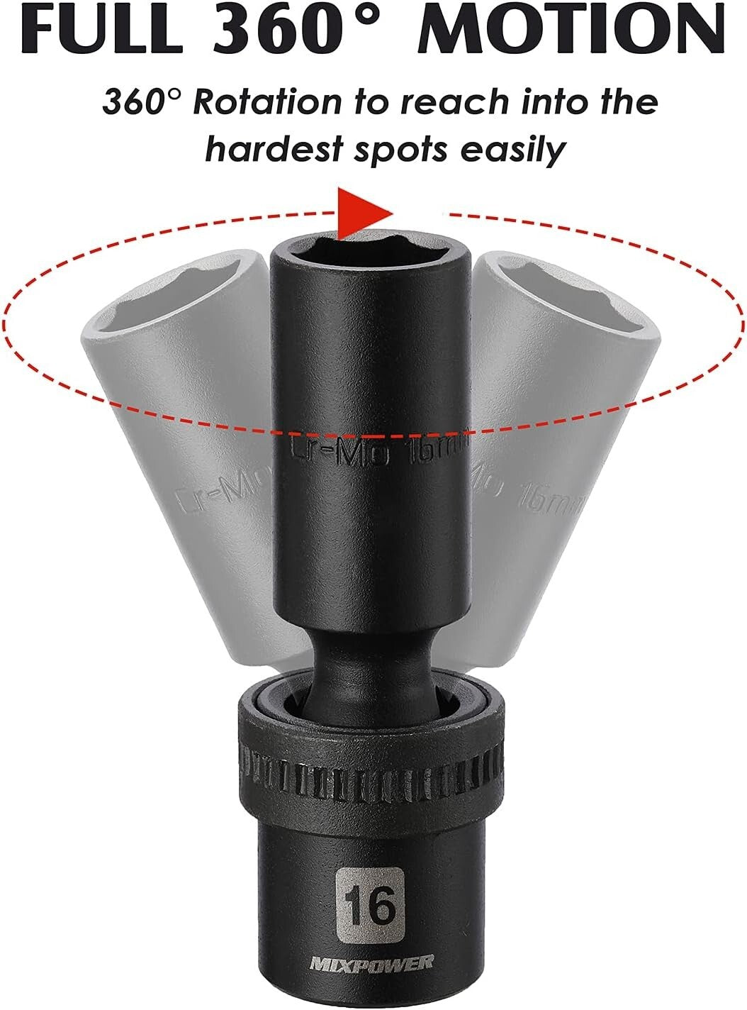 Lightweight 10-Piece Impact Socket Set - Chrome Molybdenum with Black Finish