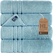 Load image into Gallery viewer, Premium Comfort Light Blue Bath Towels - 4 Pack, Quick-Dry &amp; Machine Washable