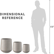 Load image into Gallery viewer, Set of 3 Lightweight Concrete Planters - 15.3" to 8.2" with Rubber Drainage Plug