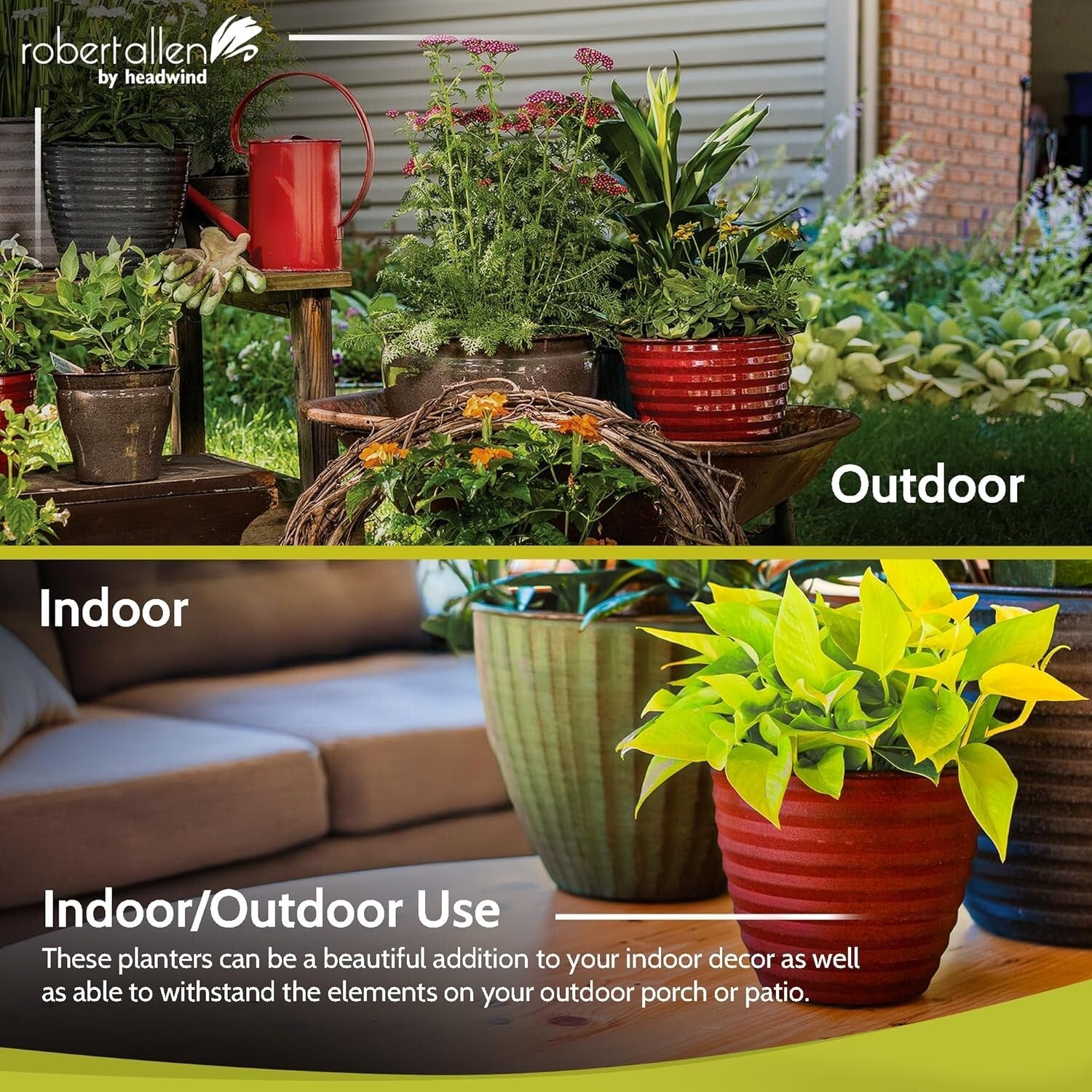 High-Gloss 12" Ironstone Midnight Sapphire Planters - Lightweight & Durable Set