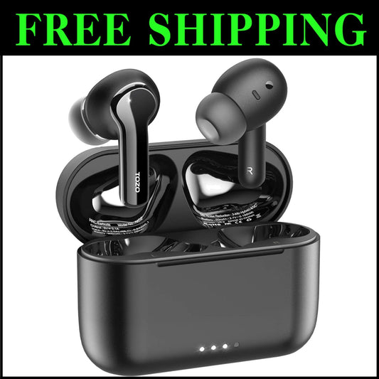 Matte Black Wireless Earbuds with 21-Hour Battery Life & Active Noise Cancelling