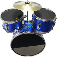 Load image into Gallery viewer, 3 Piece Kids Drum Set with Throne, Cymbal &amp; Pedal - Blue Musical Starter Kit