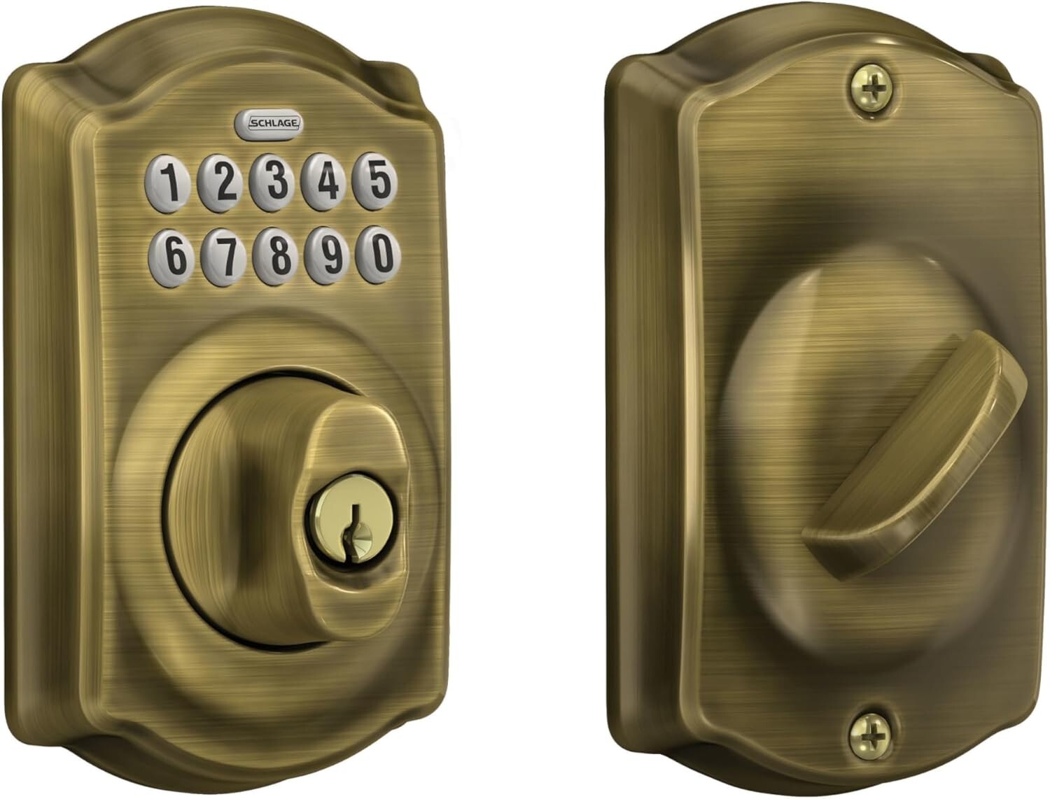 Antique Brass Keyless Entry Lock with Illuminated Keypad for Enhanced Security