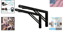 Load image into Gallery viewer, Stylish 20” Black Folding Brackets with 550 lb Load - Perfect for DIY Projects