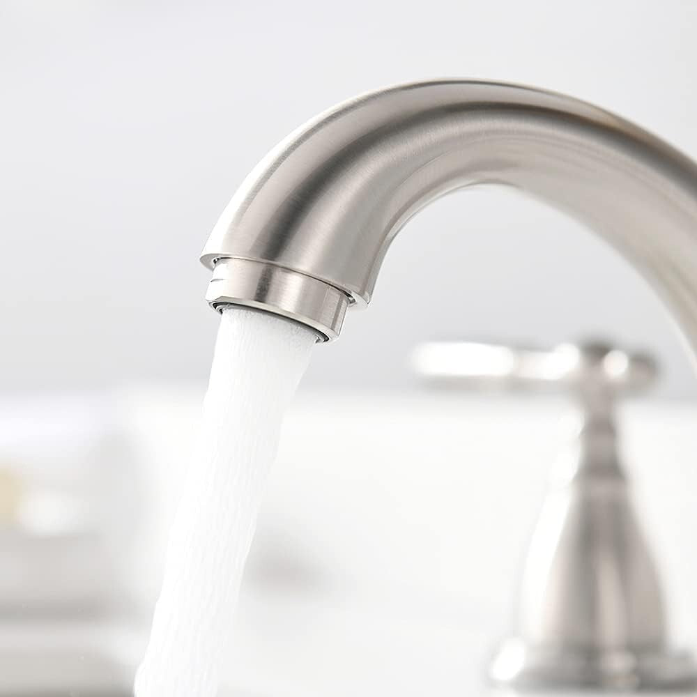 Elegant 2-Handle Brushed Nickel Bathroom Sink Faucet - Easy Install & Durable