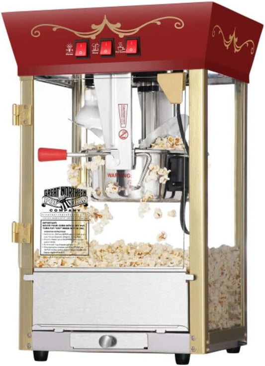 Antique-Style 8 oz Red Countertop Popcorn Machine for Festive Gatherings