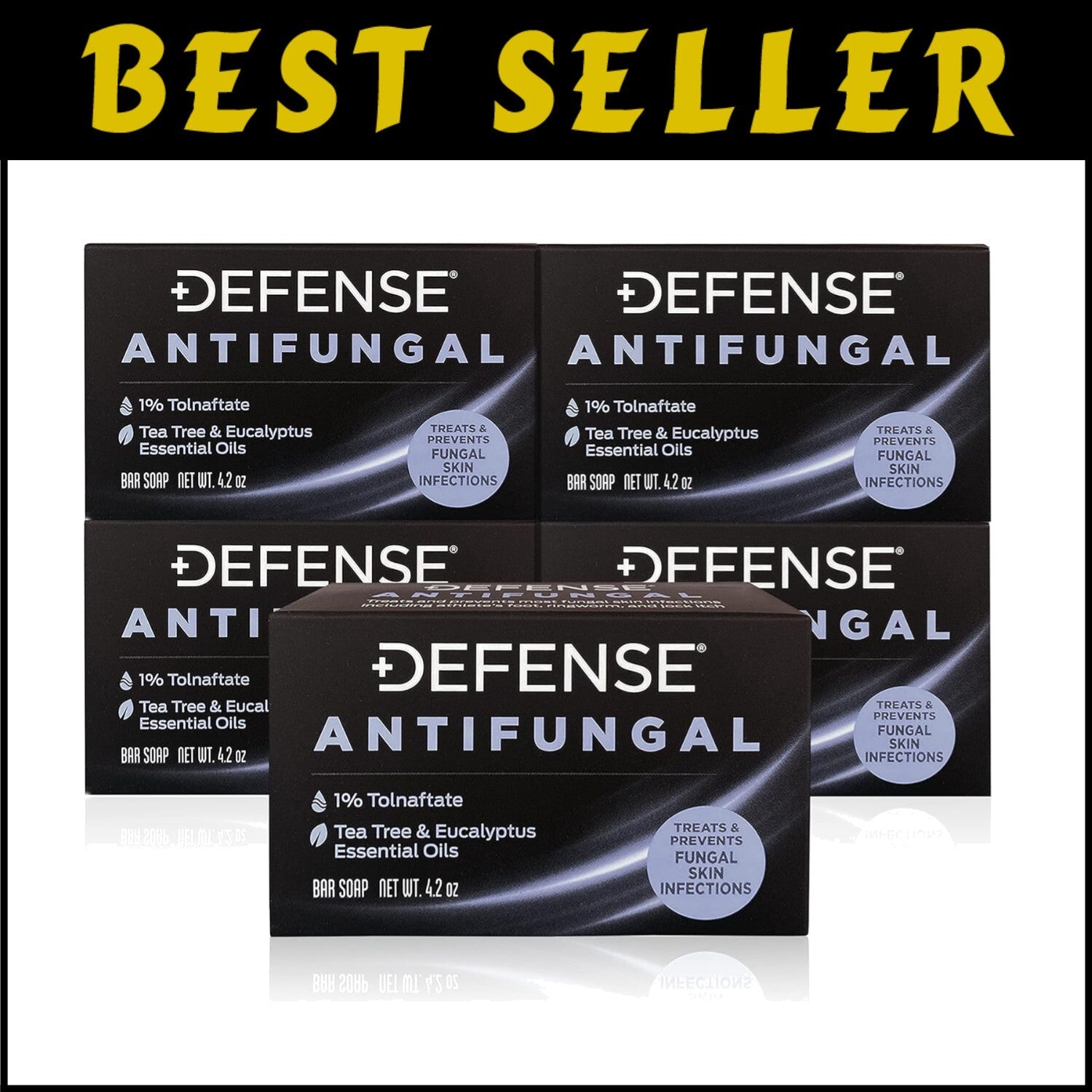Defense Soap 5-Pack with Tolnaftate | Fast-Acting Jock Itch & Ringworm Relief