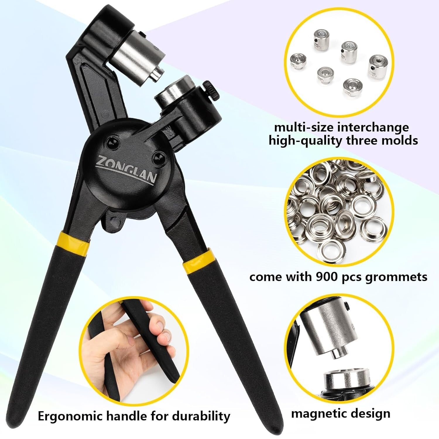 Professional Grommet Tool Kit - 900 Sets of Rust-Free Eyelets for DIY Projects