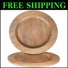 Load image into Gallery viewer, Handcrafted Rustic 13" Natural Wood Charger Plates - Set of 2 for Elegant Dining