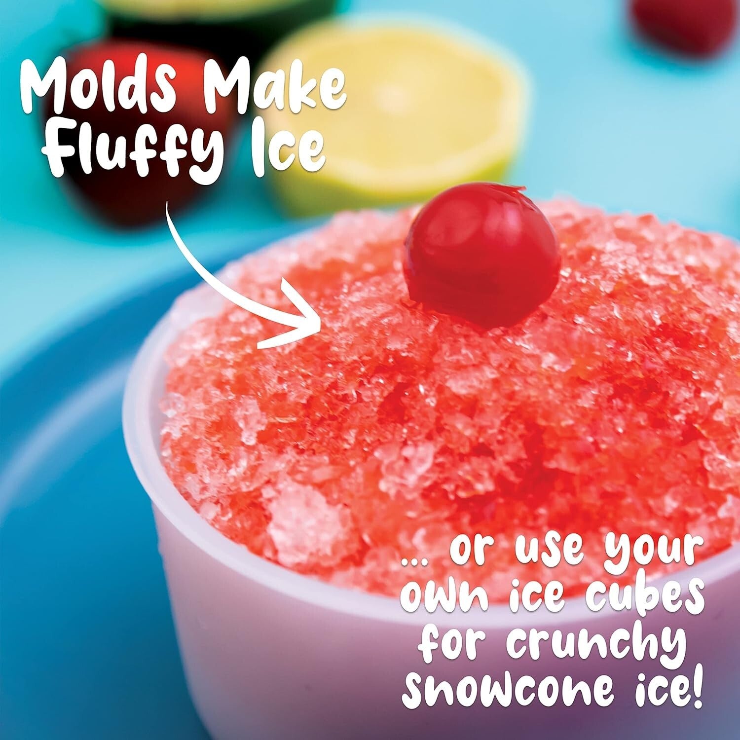 Electric Snow Cone and Shaved Ice Machine with Reusable Ice Molds - Compact 12"