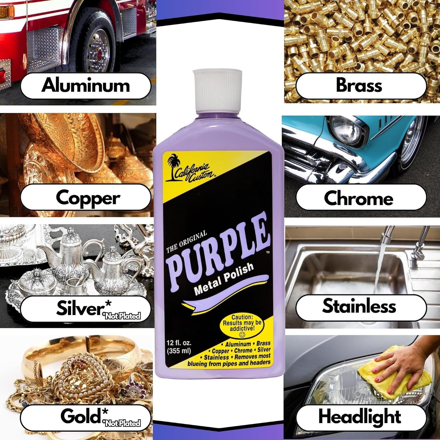 Multi-Purpose Purple Metal Polish - Shine and Protect Aluminum, Copper, Gold