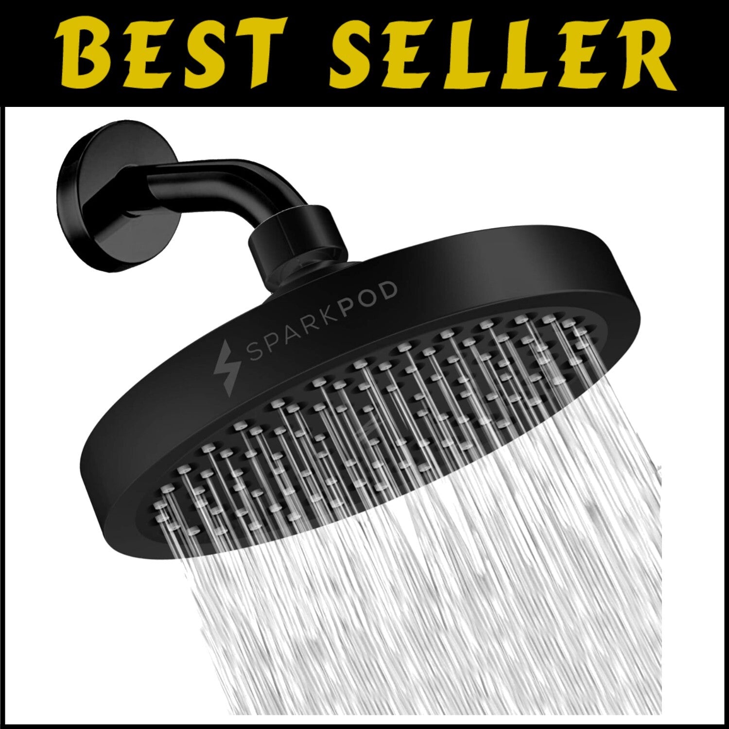 Transform Your Bathroom with Our High Pressure 6" Rain Shower Head - Matte Black