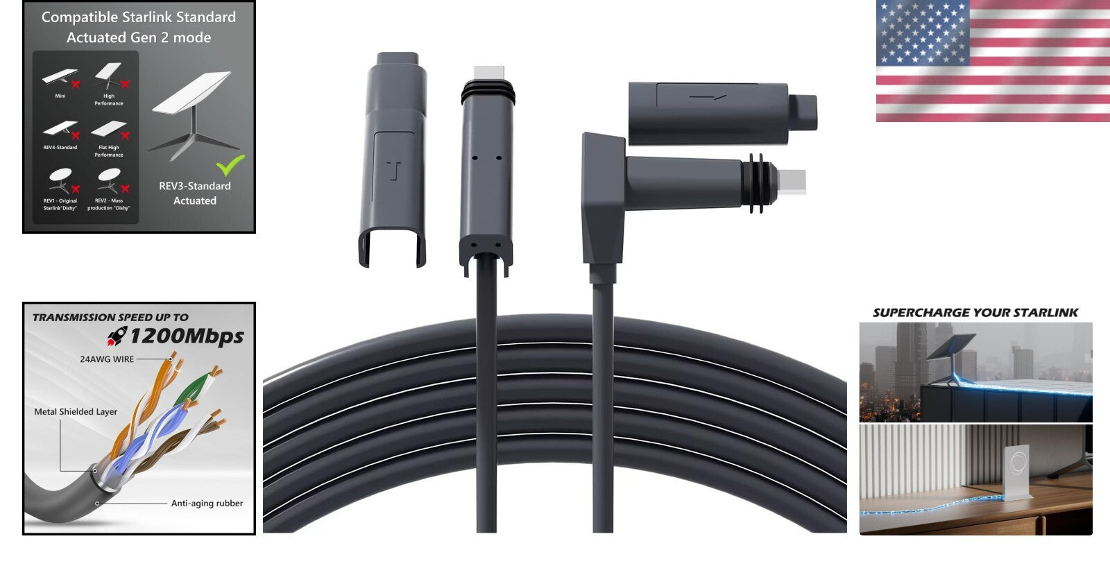 Premium 32.8FT Cat 6 Starlink Cable - Plug-and-Play, Reliable Indoor/Outdoor Use