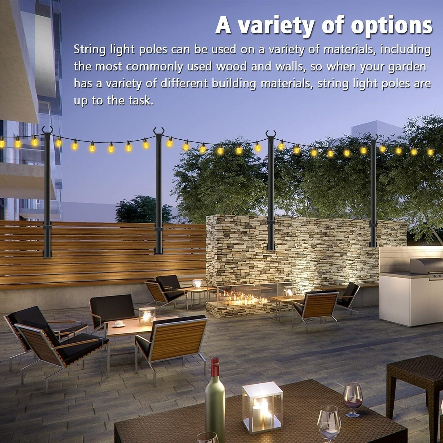 Waterproof 5Ft String Light Poles - Ideal for Christmas and Halloween Decor