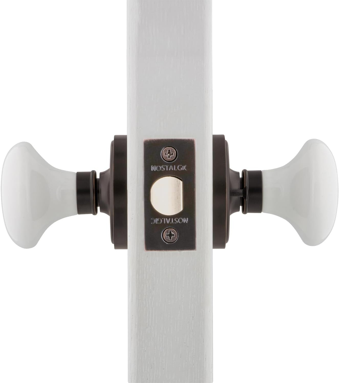 Elegant Porcelain Round Door Knob with Bronze Finish - Complete Set Included