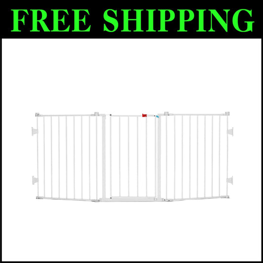 Metal 76-Inch Baby Gate with Latch Closure - Ideal for Toddler & Dog Safety