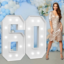 Load image into Gallery viewer, Unique DIY 60th Birthday Marquee Number Decor - 4ft Party Decorations