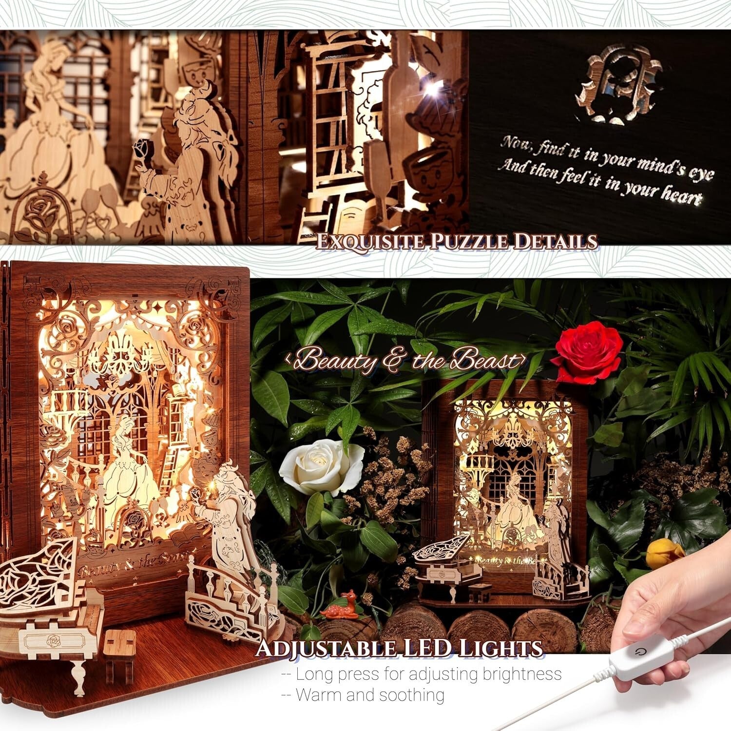 Exquisite 3D Puzzle Nightlight - LED Storybook Lamp for Kids and Adults