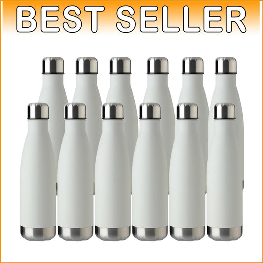 12 Pack 17oz Insulated Sport Water Bottles - Leak-Proof Stainless Steel