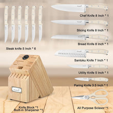 Load image into Gallery viewer, Ivory 15-Piece Premium Knife Block Set with Built-In Sharpener &amp; Ergonomic Grip