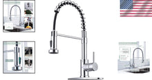 Load image into Gallery viewer, Modern Kitchen Faucet with High Arc Spout &amp; Pull Down Sprayer for Utility Sinks