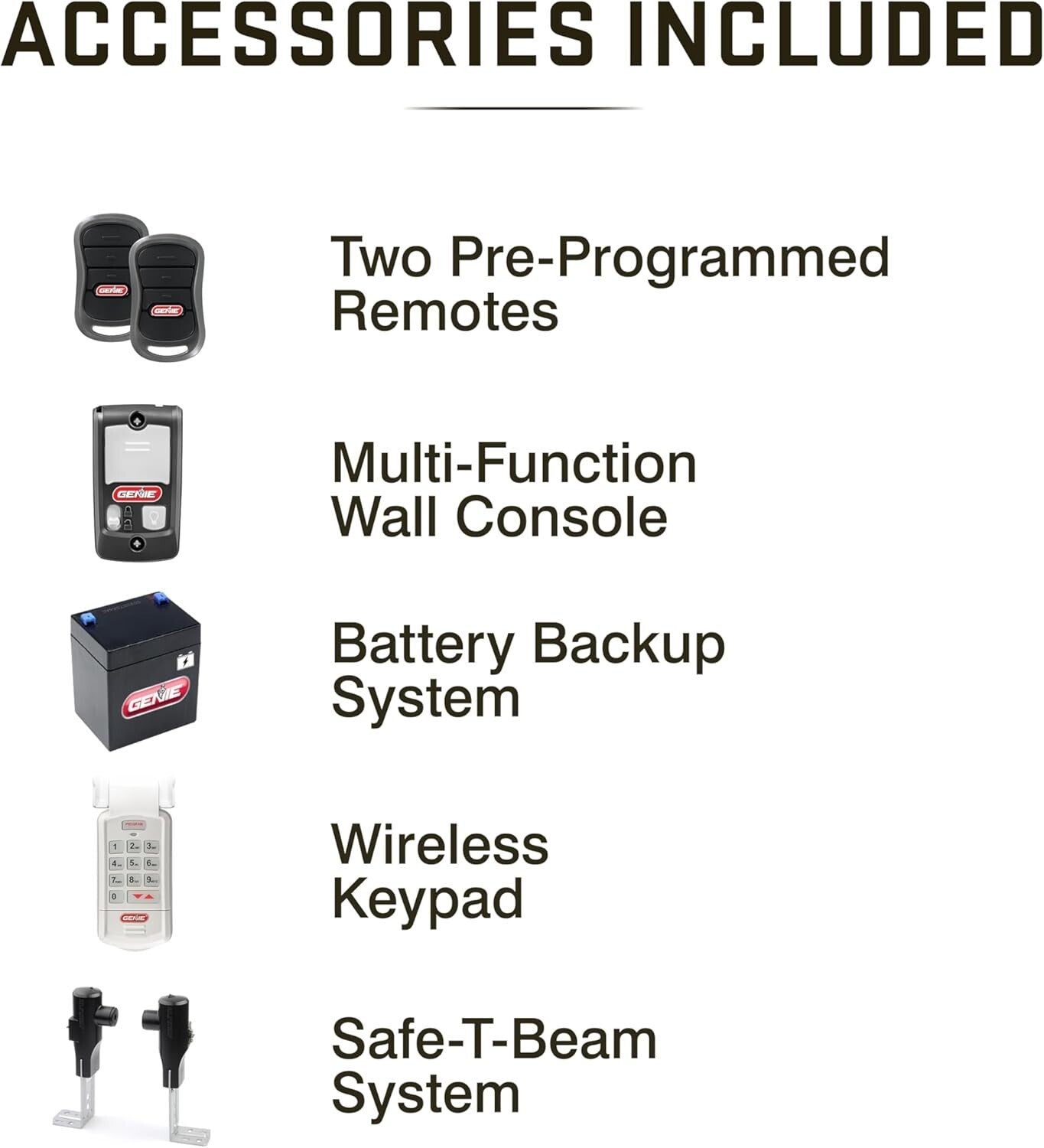 Effortless Installation Chain Drive Garage Door Opener w/Battery Backup, Black