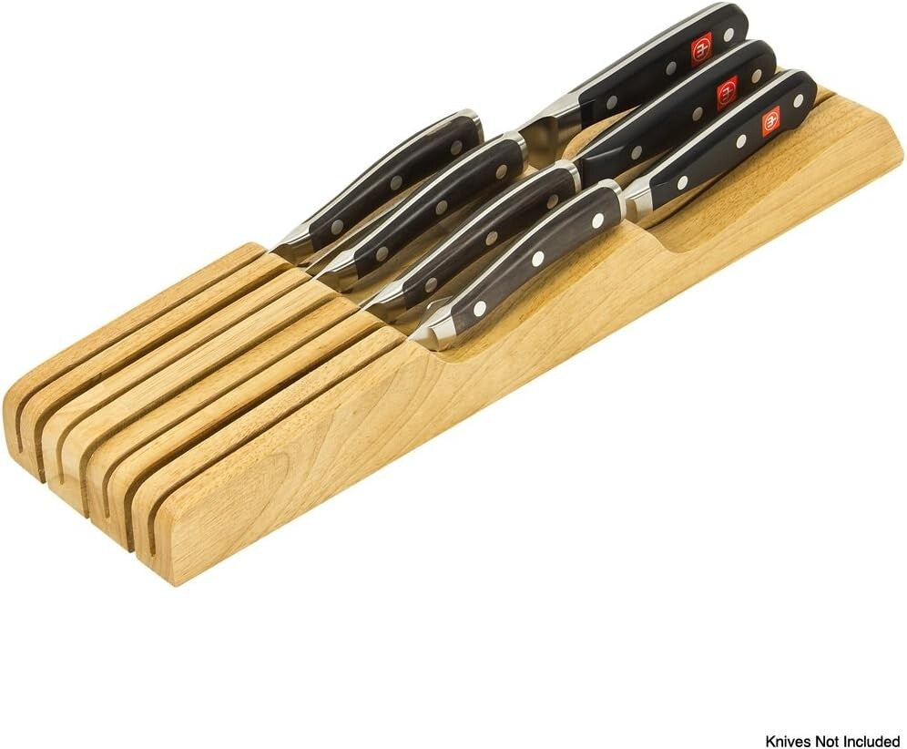 Natural Wood 7-Slot In-Drawer Knife Storage - Elegant & Space-Saving Solution