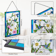 Load image into Gallery viewer, Vibrant Stained Glass Window Hanging, Hummingbird Art Decor, 15 x 10 Inches