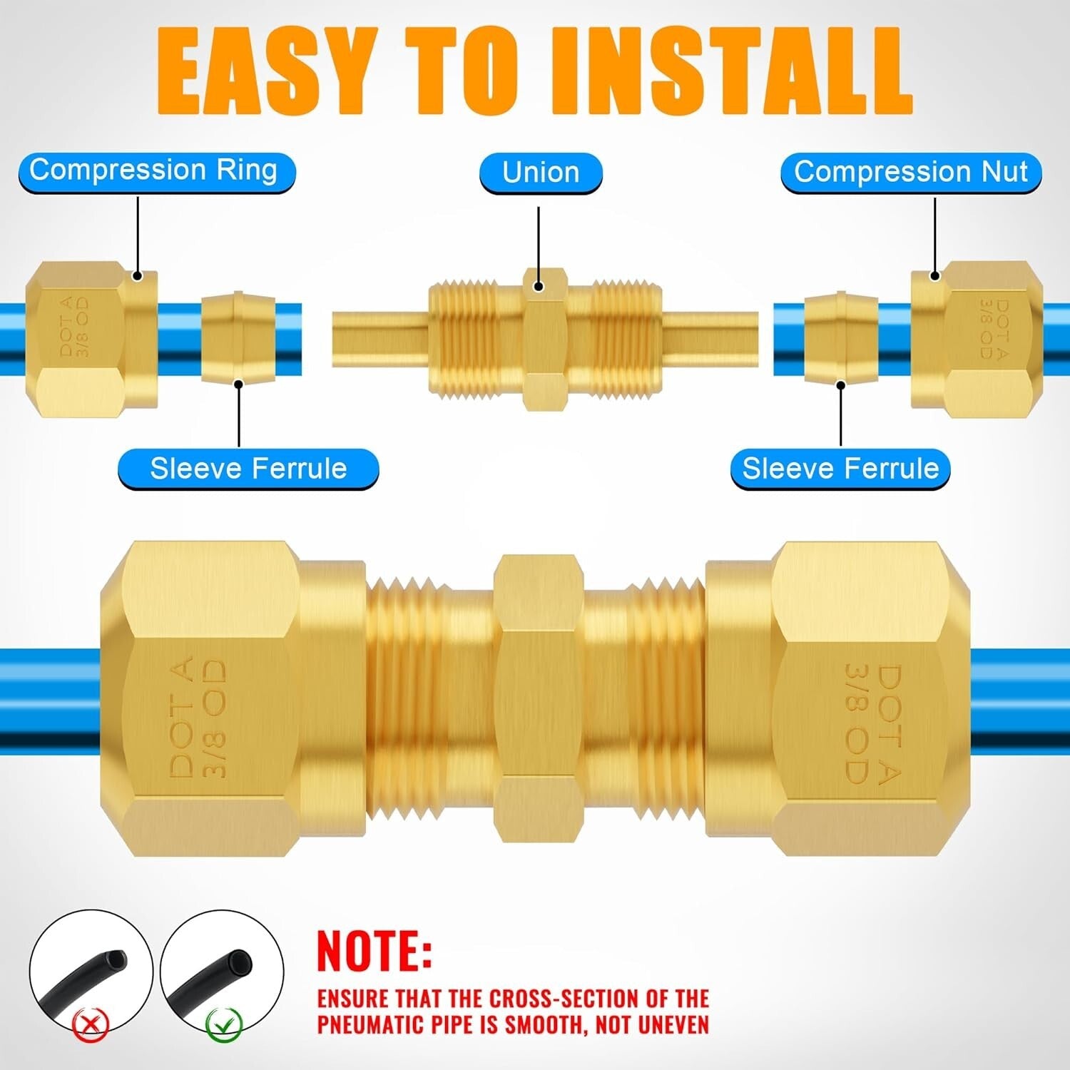 Premium 74-Piece Brass Air Fittings Set for Trucks and Trailers - 300 PSI Rated
