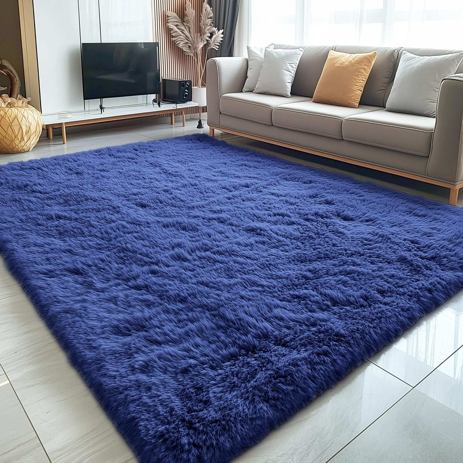 Elegant 8x10 Navy Blue Area Rug - Machine Washable & Eco-Friendly for Any Room