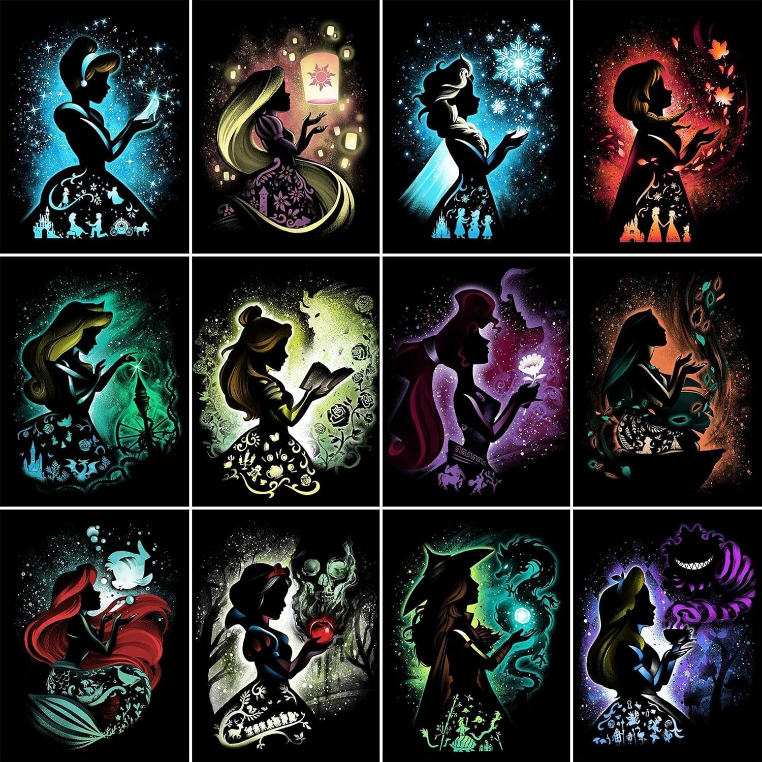 Ultimate 12 Pack Diamond Art Set - Anime Princesses Full Drill Embroidery