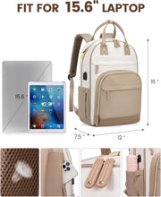 Load image into Gallery viewer, Durable USB Charging Backpack for 15.6 Inch Laptop - Water-Resistant Beige-Khaqi