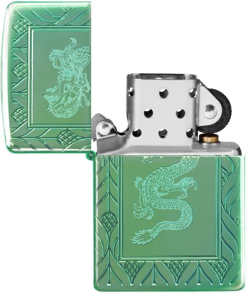 Refillable High Polish Green Brass Pocket Lighter - Perfect Gift Collection