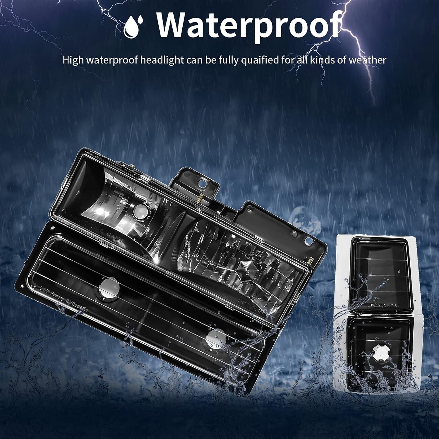 Direct Fit Headlight Assembly for 1994-1999 Chevy C/K & Tahoe - Black Housing