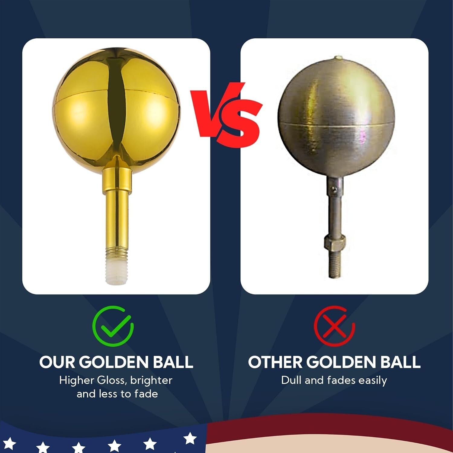 Aluminum 25ft Telescoping Flag Pole with 2 Flag Capacity & Golden Top Finial