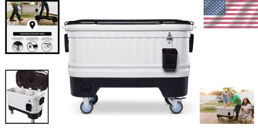 125 Quart Insulated Hard Shell Ice Chest Cooler with Bottle Opener - Party Bar