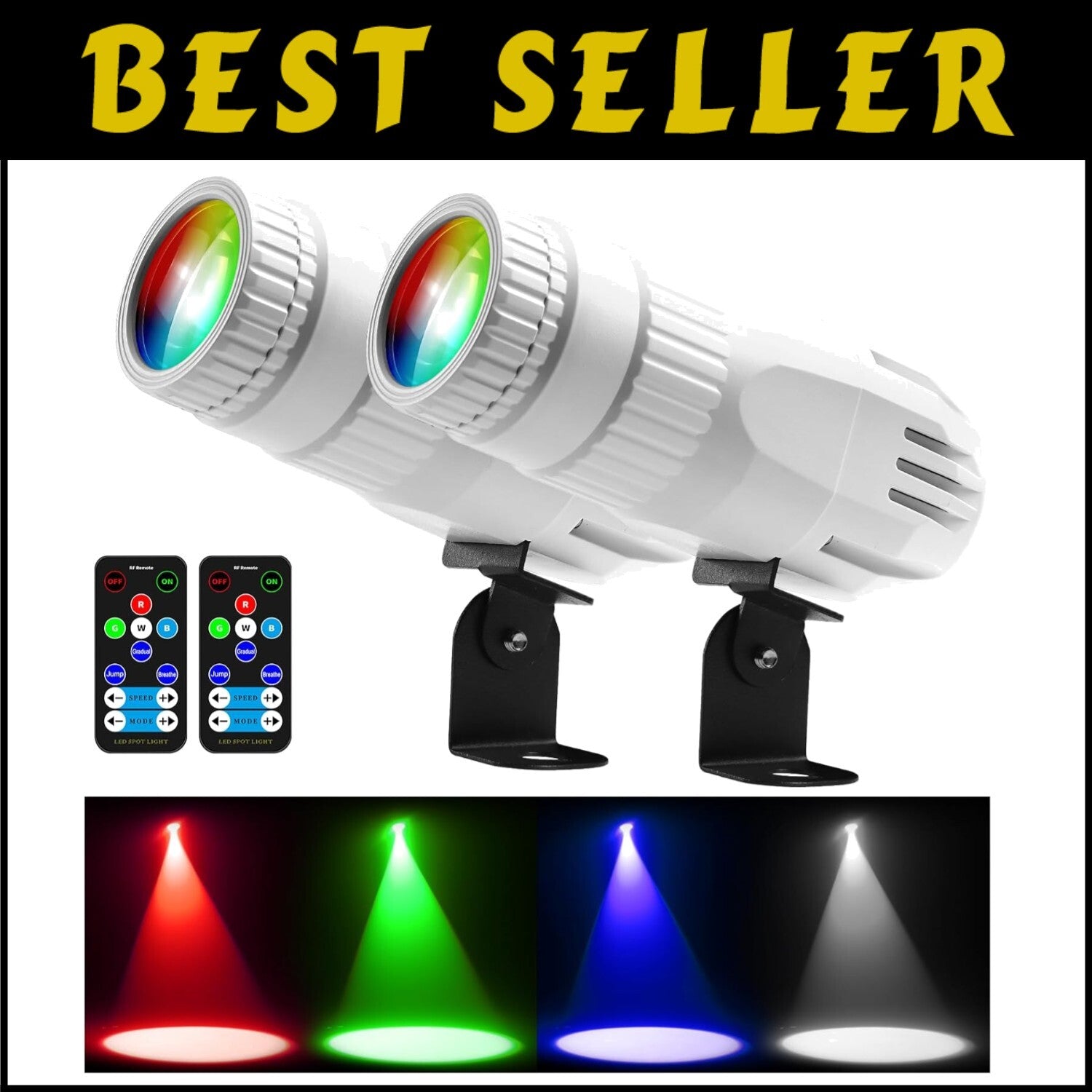 Dynamic 2-Pack 15W LED Pin Spotlights with Remote for Club & Wedding Lighting