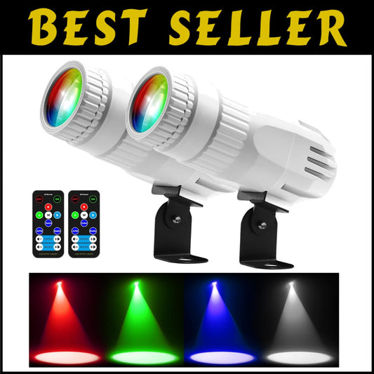 Dynamic 2-Pack 15W LED Pin Spotlights with Remote for Club & Wedding Lighting