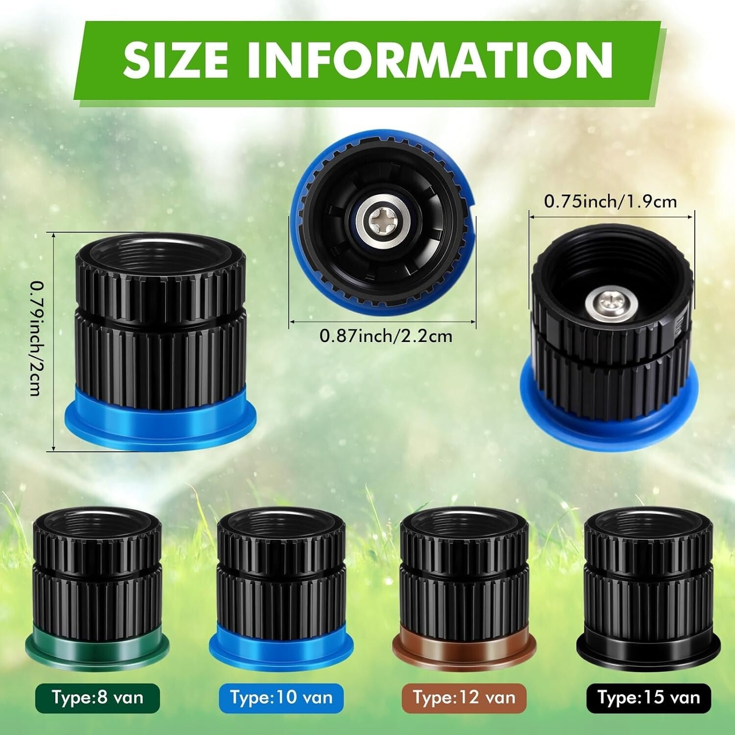 Adjustable 16-Pcs Nozzle Set for Rainbird and Hunter Sprinklers - 8-15 Van