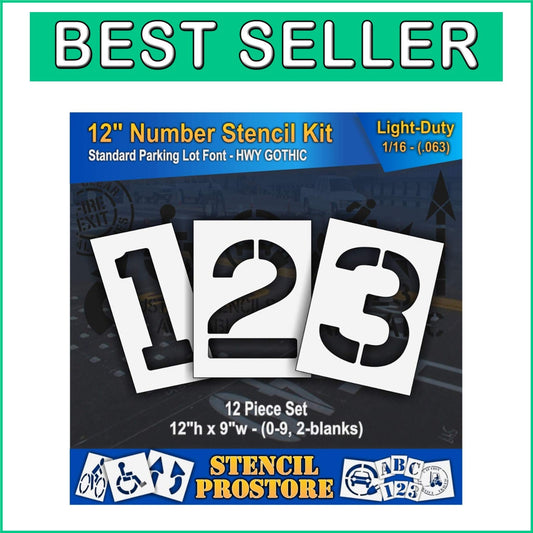 Flexible 12" Number Stencils - 1/16" Thickness Light-Duty Kit for Easy Painting