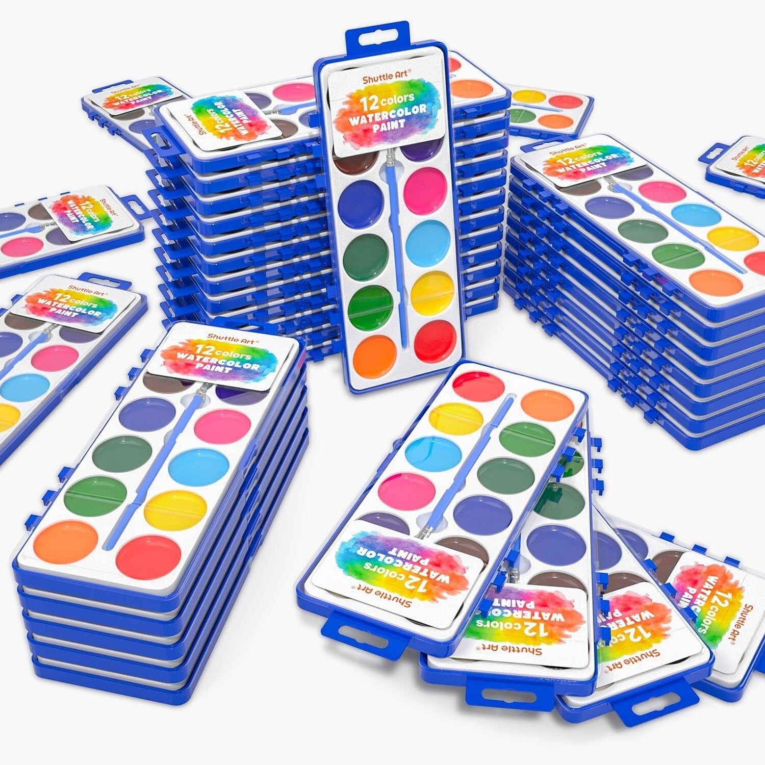 Economical 60 Pack Watercolor Paint Set with Brushes - Matte Finish & Reusable