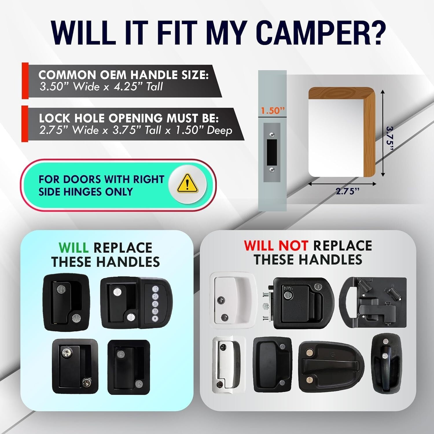 Durable Water-Resistant RV Door Locks - Easy Install with 4 Keys Included