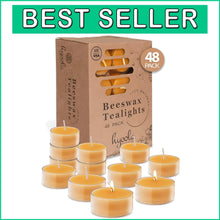 Load image into Gallery viewer, Pure Beeswax Tea Lights - Handmade Unscented Candles, 48 Pack - 4 Hour Burn Time