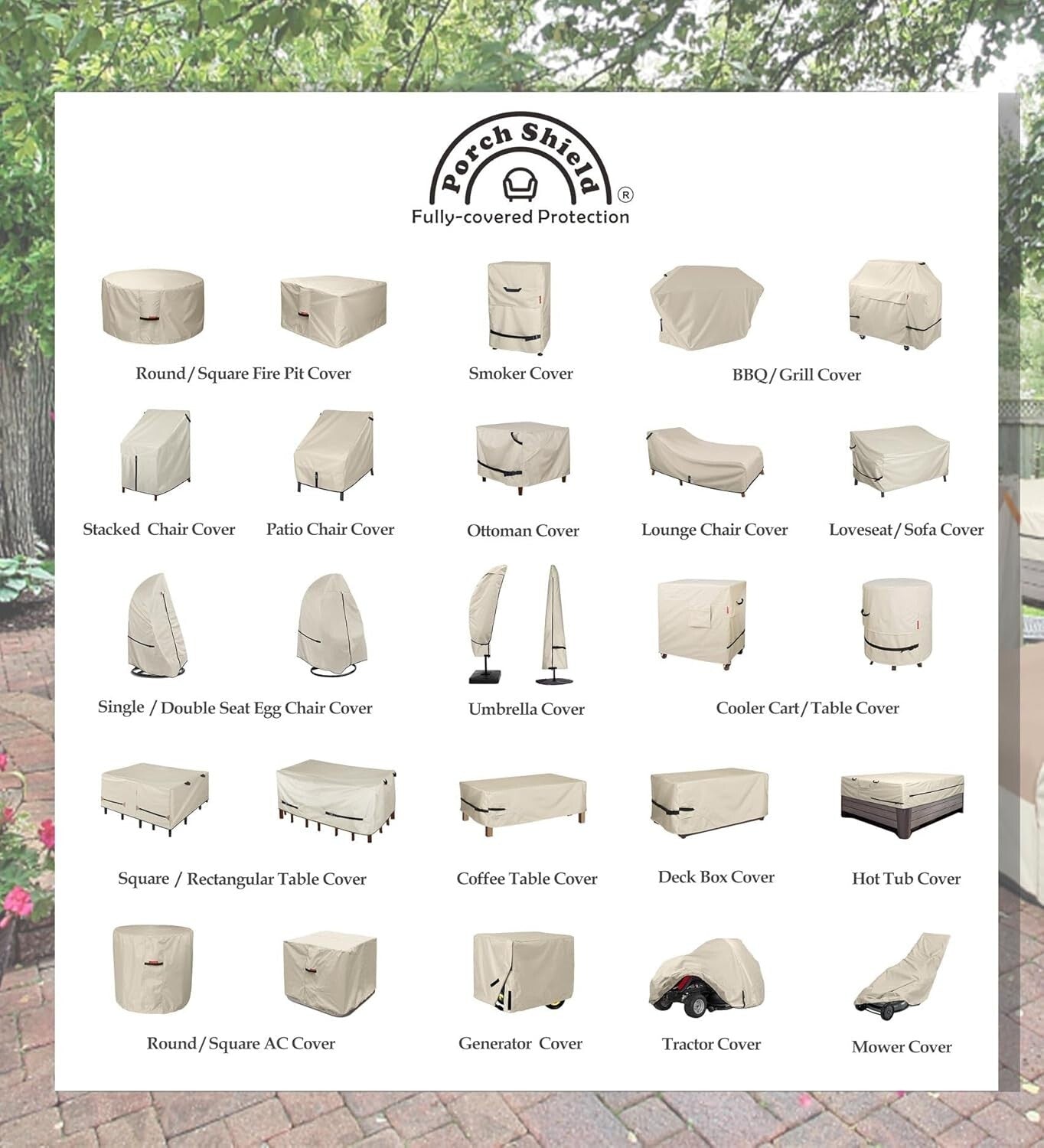 Waterproof Beige Patio Chair Cover 2-Pack - Ultimate Protection for Adirondacks