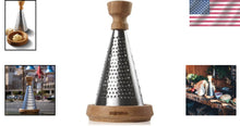 Load image into Gallery viewer, Compact Stainless Steel Cheese Grater with Oak Tray - Dishwater Safe &amp; Versatile