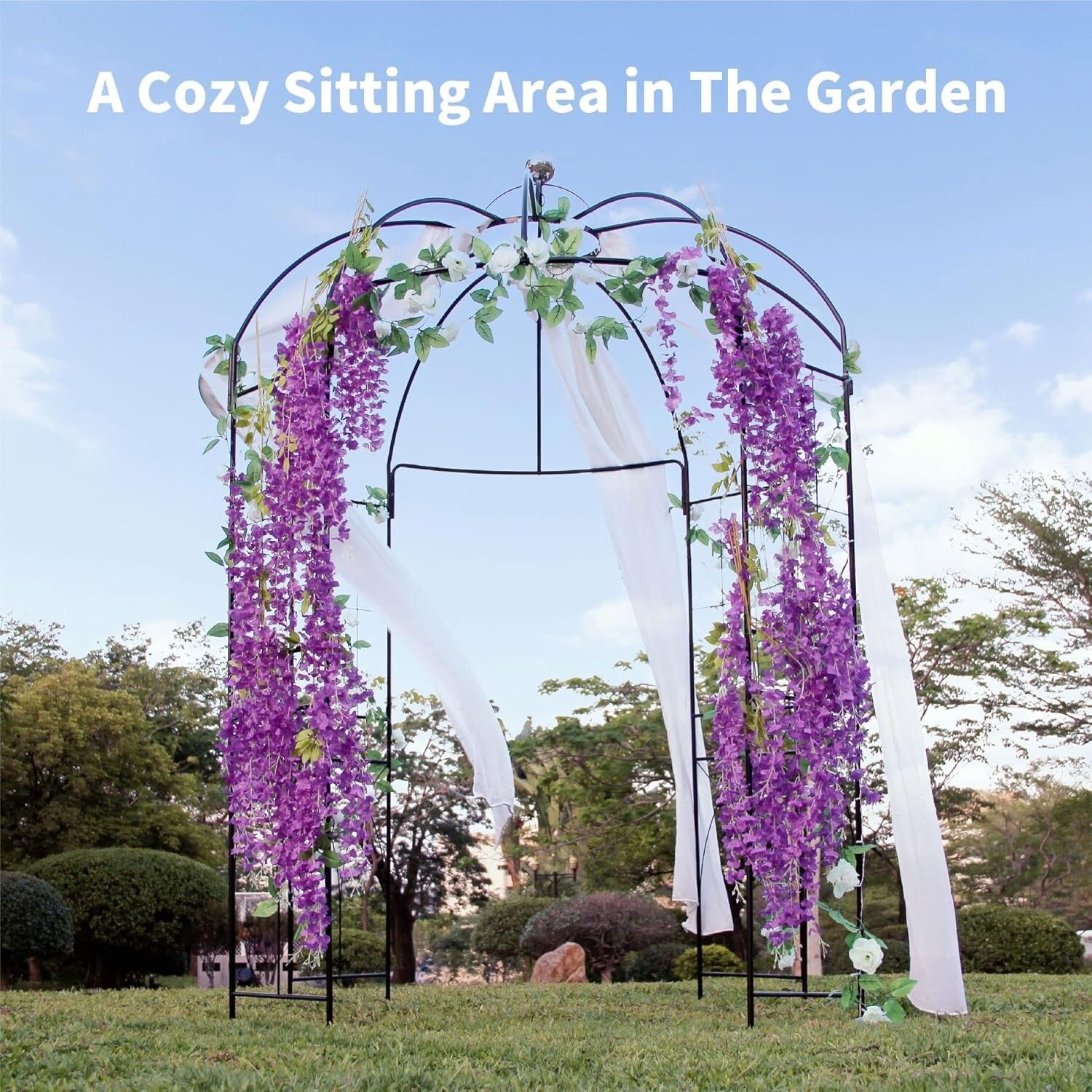 Elegant 9' High Metal Garden Arbor - Perfect for Climbing Plants and Events