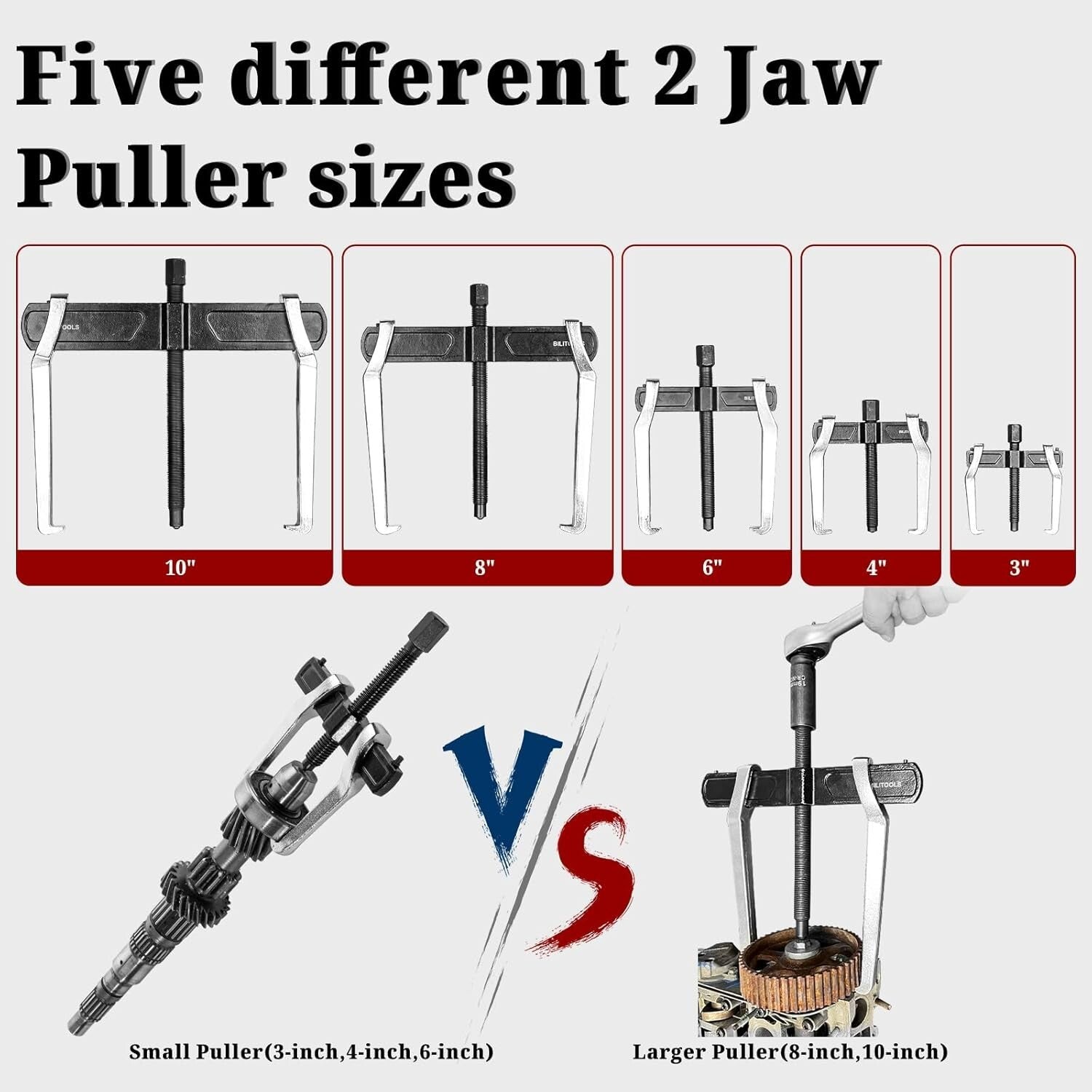 10-Inch 2-Jaw Gear Puller - Heat-Treated Steel for Safe Removal
